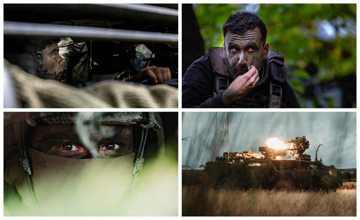 Vier beelden van het optreden van de infanterie