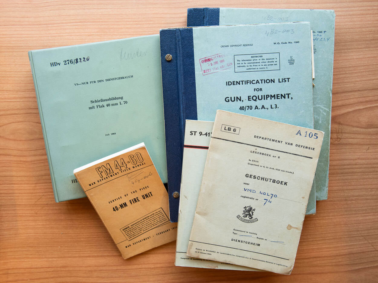 Voorschriften van de 40L70 uit verschillende periodes en in verschillende talen.