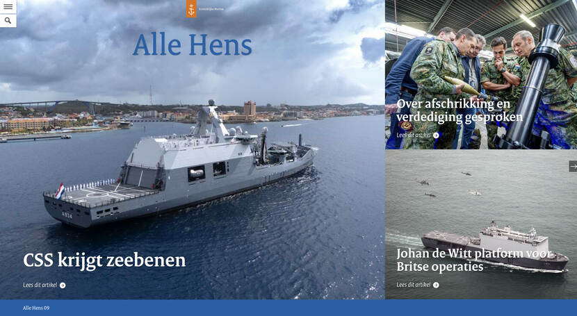 index met de eerste drie artikelen in beeld