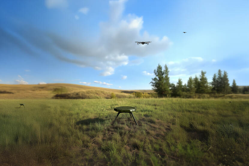 Computeranimatie van de BeephoniX in het veld.