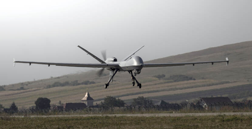 Een MQ-9 Reaper in de lucht.