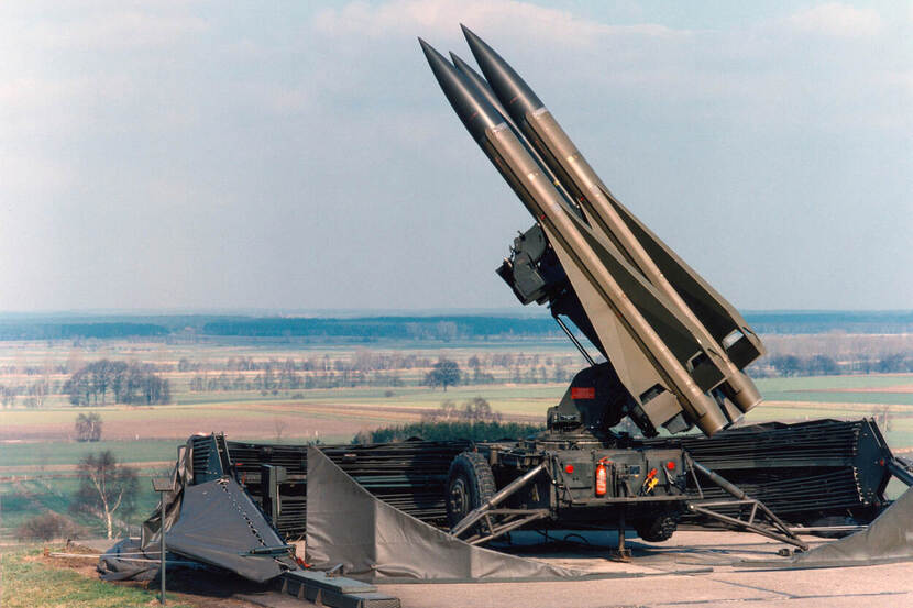 Een HAWK-raketsysteem in de tijd dat het in dienst van de luchtmacht was.