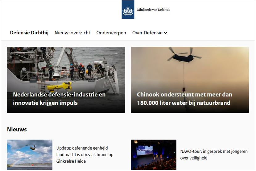 Screenshot Defensie Dichtbij