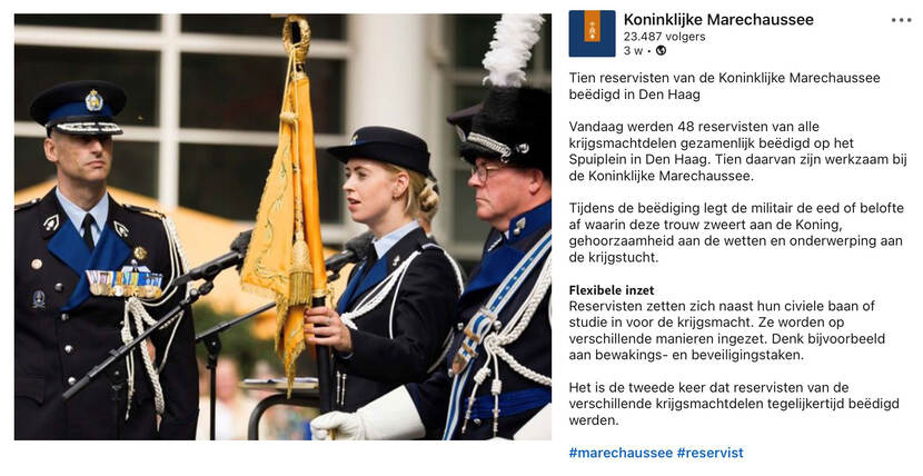 linkedinbericht over de Marechaussee.