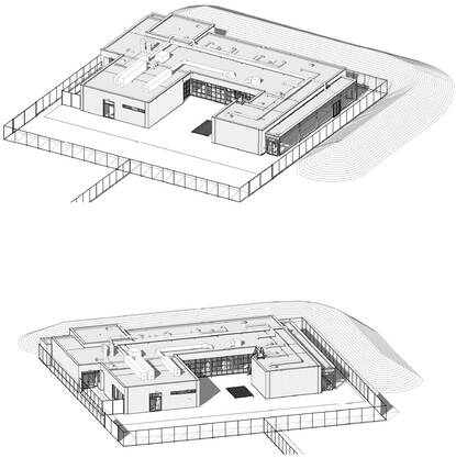 Tekeningen van de nieuwe munitie-technische werkplaats van de Explosieven Opruimingsdienst (EOD)