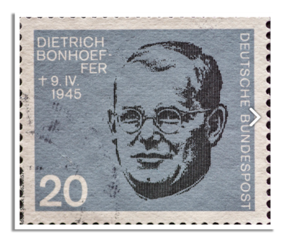 Een Duitse postzegel met de beeltenis van Dietrich Bonhoeffer.
