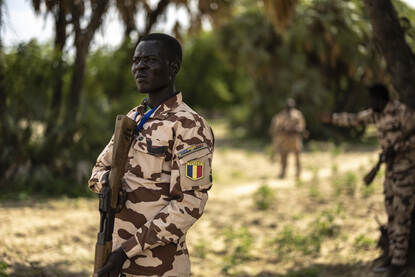 Een Tsjadische militair in het veld