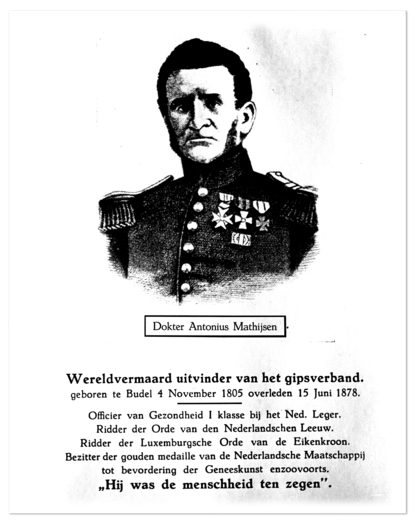 Gedenkteken voor majoor-arts dr. A. Mathijssen.