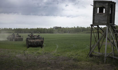 Fenneks rijden door de Litouwse bossen.