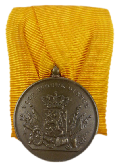 Medaille met daarop de woorden ‘voor trouwe dienst’.